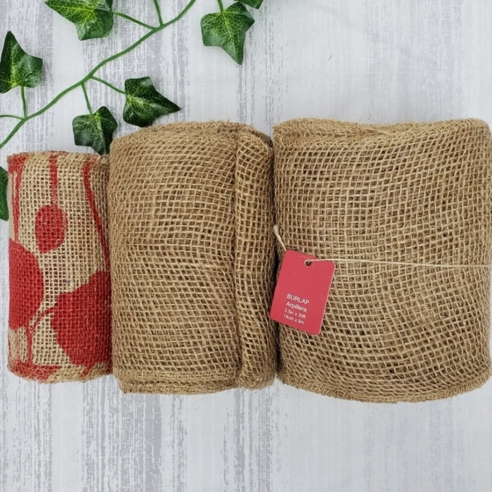 Burlap Bundle of 8 Decorative Craft Ribbon Rolls